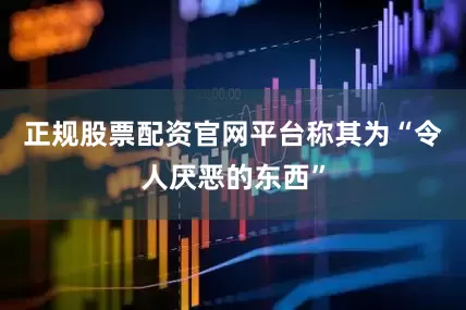 正规股票配资官网平台称其为“令人厌恶的东西”
